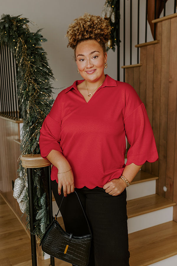 Classic Ambition Scalloped Top in Red Curves