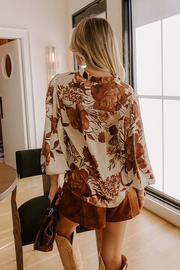 City Muse Floral Satin Button Up Top