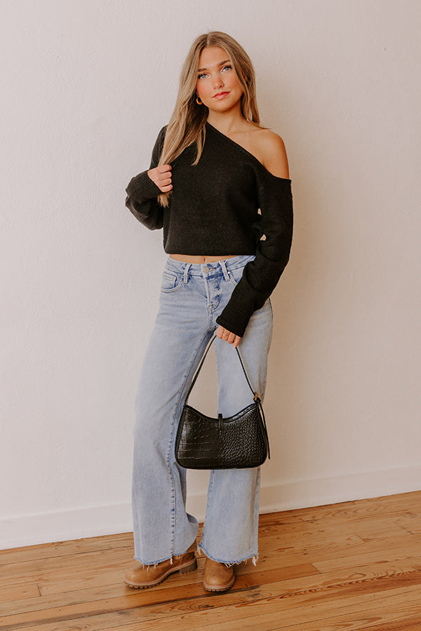 Comfy and Chic Asymmetrical Sweater Top in Black