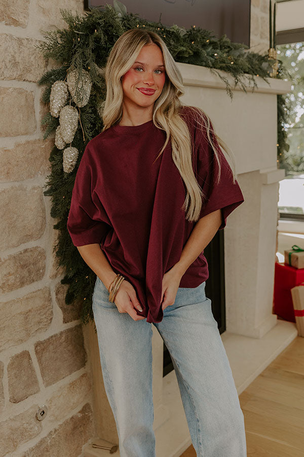 Ever So Effortless Oversized Tee in Windsor Wine