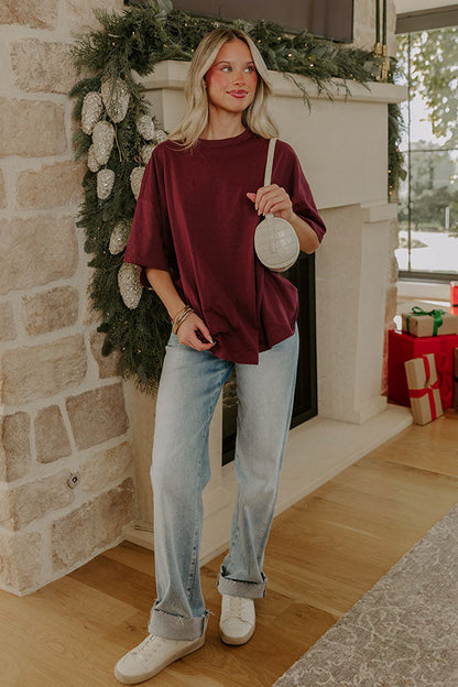Ever So Effortless Oversized Tee in Windsor Wine