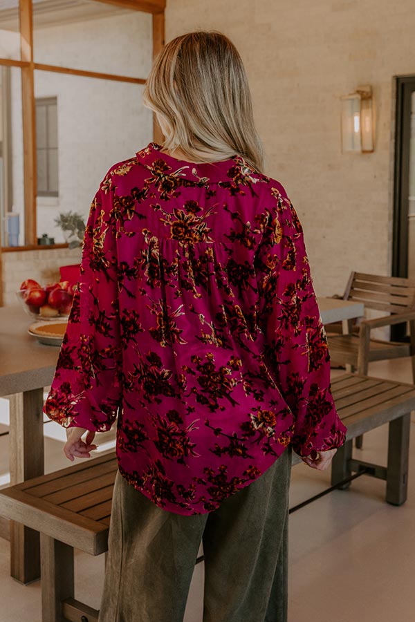 The Velvet Secret Floral Button Up Top