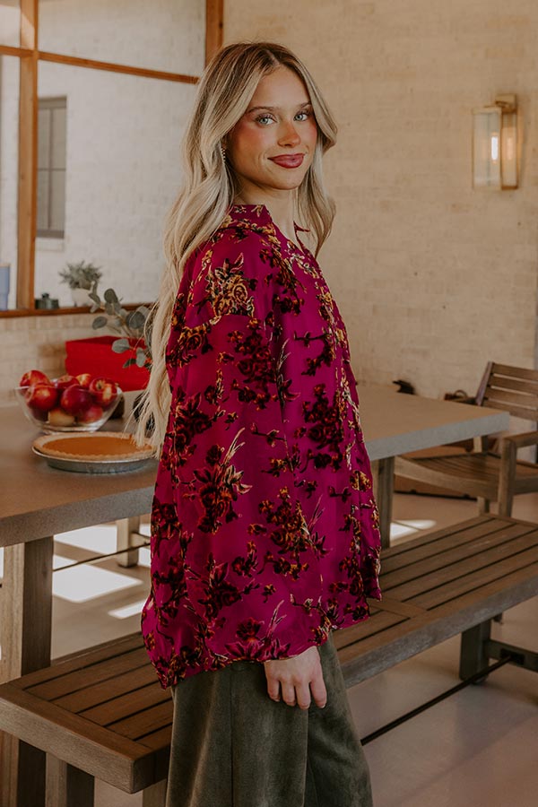 The Velvet Secret Floral Button Up Top