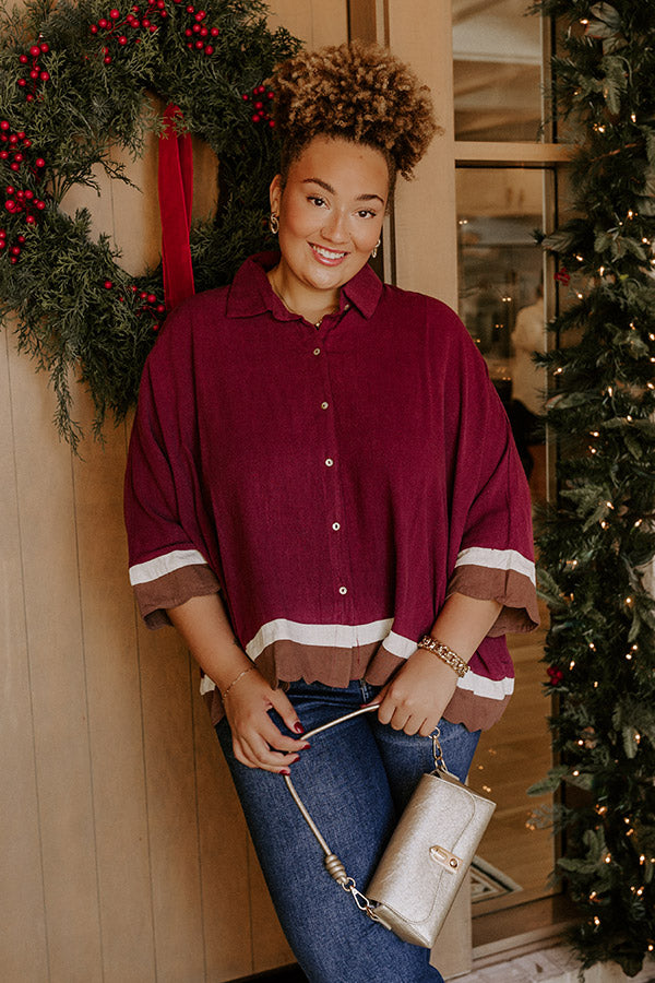 Uptown Gathering Oversized Button Up Top Curves