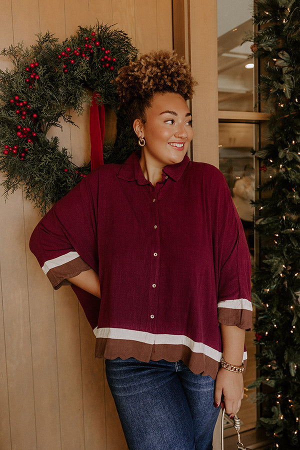 Uptown Gathering Oversized Button Up Top Curves