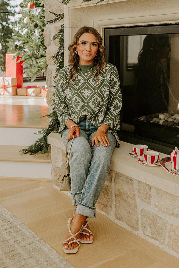 Polished Comfort Knit Sweater Top in Olive