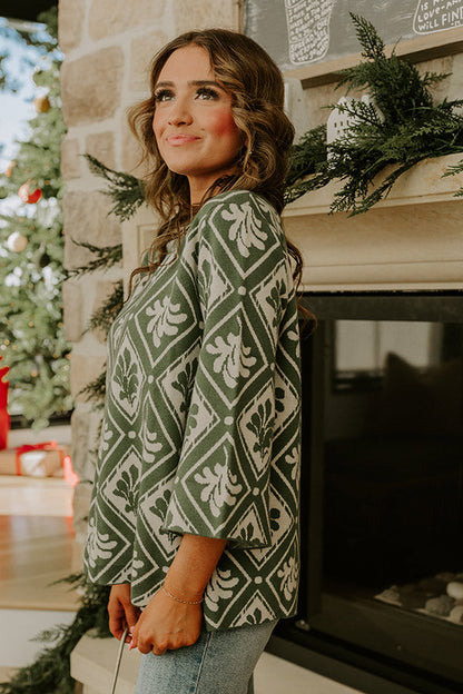 Polished Comfort Knit Sweater Top in Olive