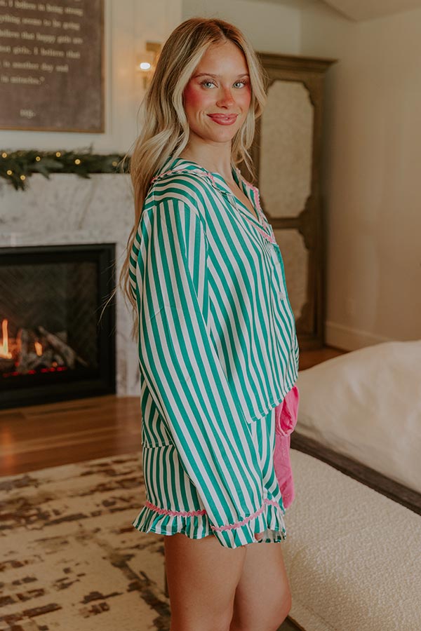 Merry And Bright Satin Pajama Top