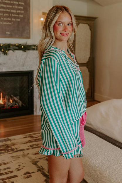Merry And Bright Satin Pajama Top