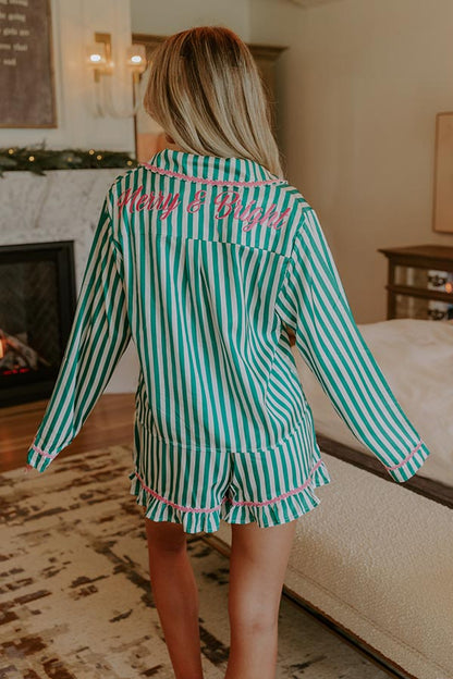 Merry And Bright Satin Pajama Top
