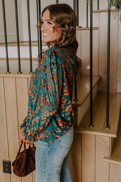 Evening Muse Floral Velvet Burnout Shift Top