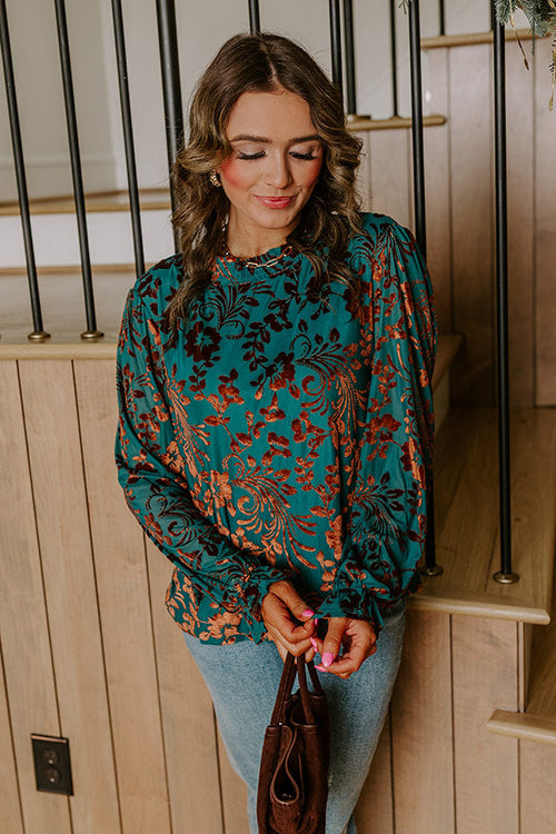 Evening Muse Floral Velvet Burnout Shift Top