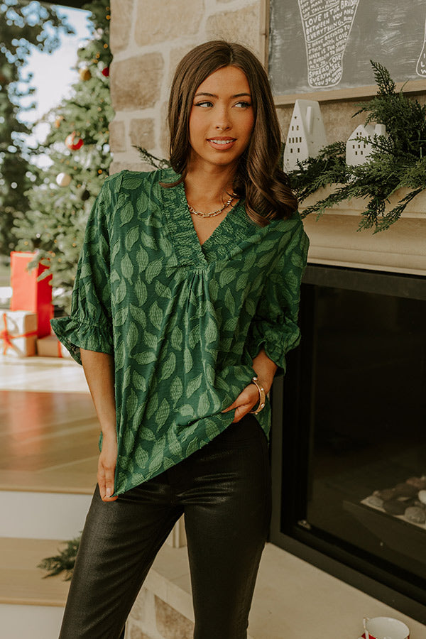 Central Park Leaves Jacquard Top