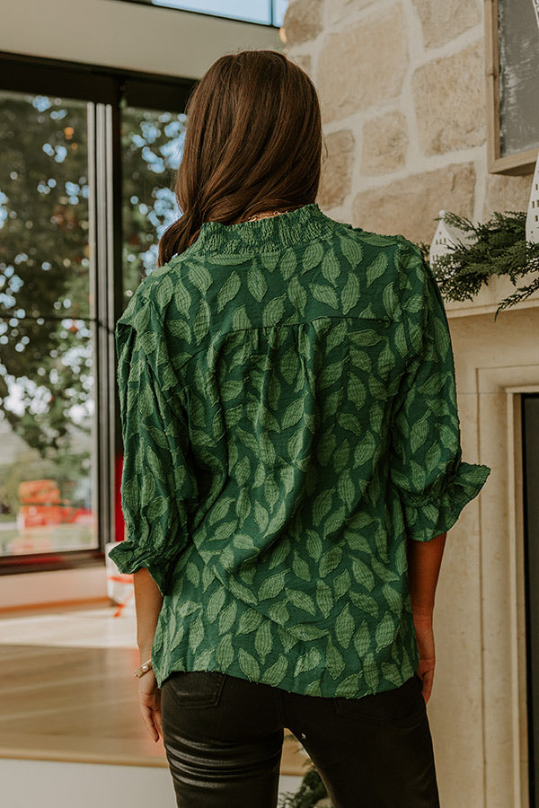 Central Park Leaves Jacquard Top
