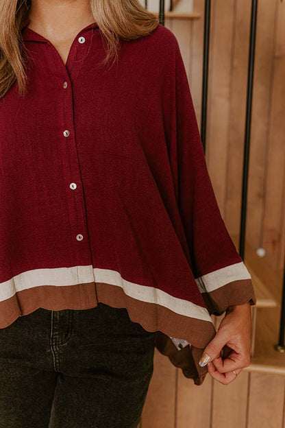 Uptown Gathering Oversized Button Up Top