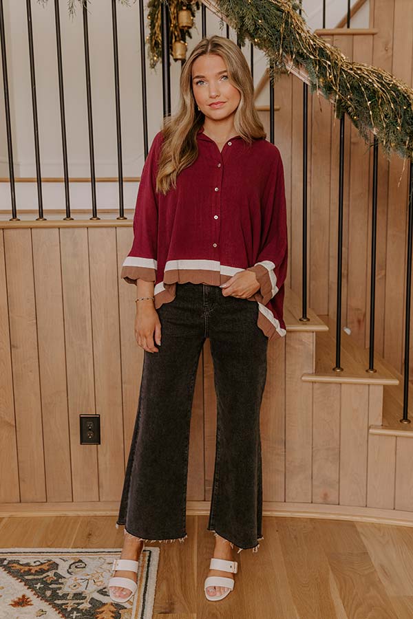 Uptown Gathering Oversized Button Up Top
