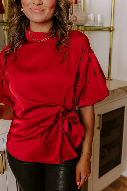 Modern Mingle Satin Front Tie Top