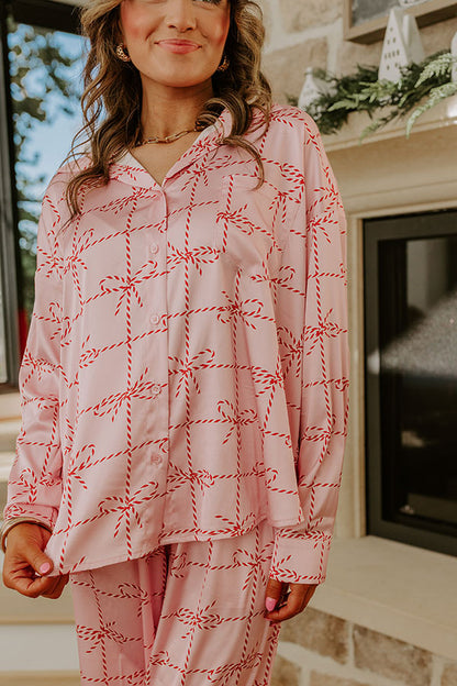 Wrapped in Bows Satin Pajama Top