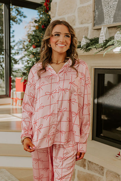 Wrapped in Bows Satin Pajama Top