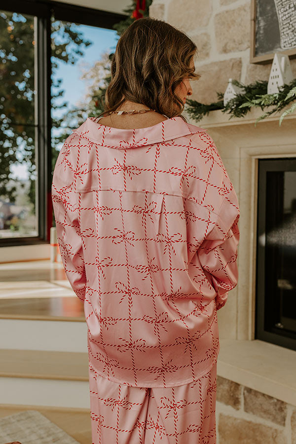 Wrapped in Bows Satin Pajama Top
