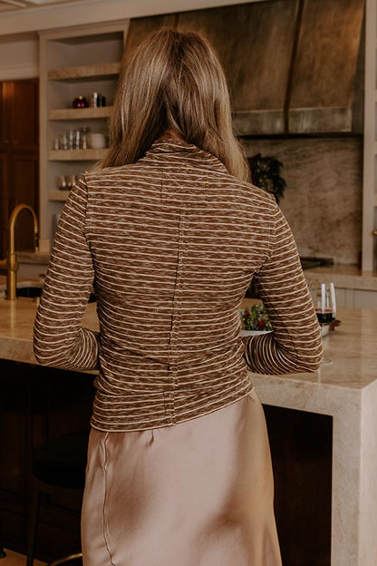 Modern Avenue Knit Stripe Top in Mocha