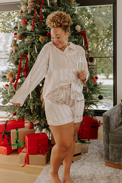Calm Energy Satin Pajama Top in Champagne Curves