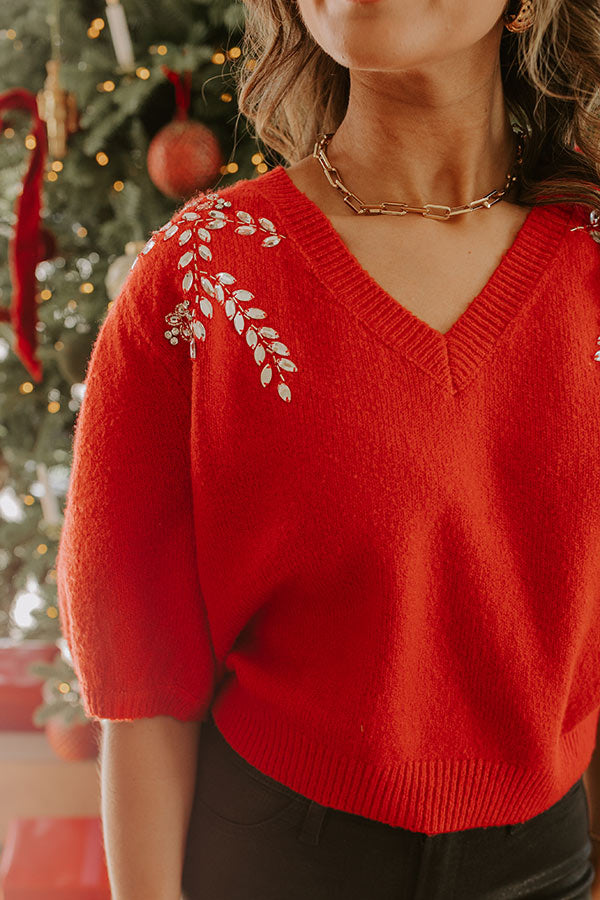Sweet Sparkle Jewel Embellished Knit Top