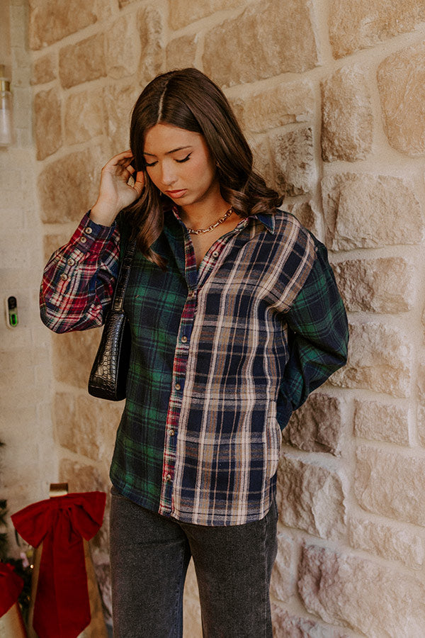 Plaid Perfection Color Block Button Up Top