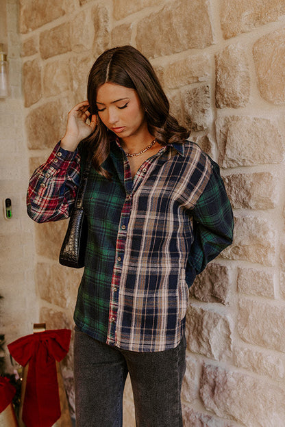 Plaid Perfection Color Block Button Up Top