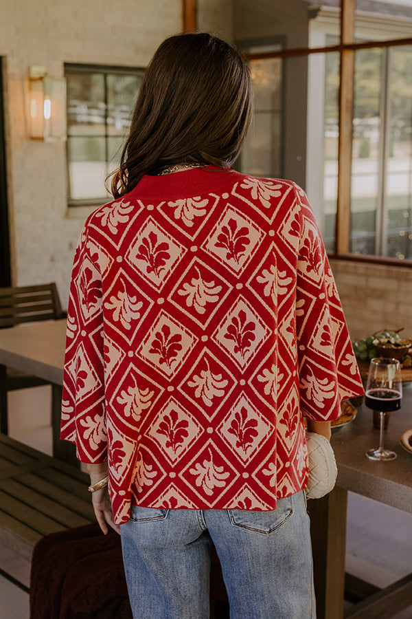 Polished Comfort Knit Sweater Top in Brick Red