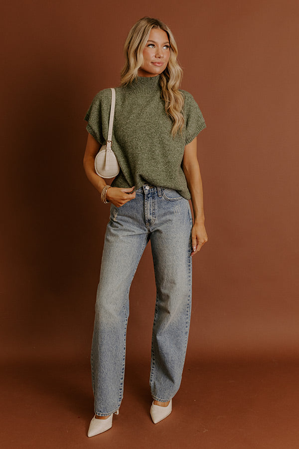 Always Grateful Knit Sweater Top in Olive