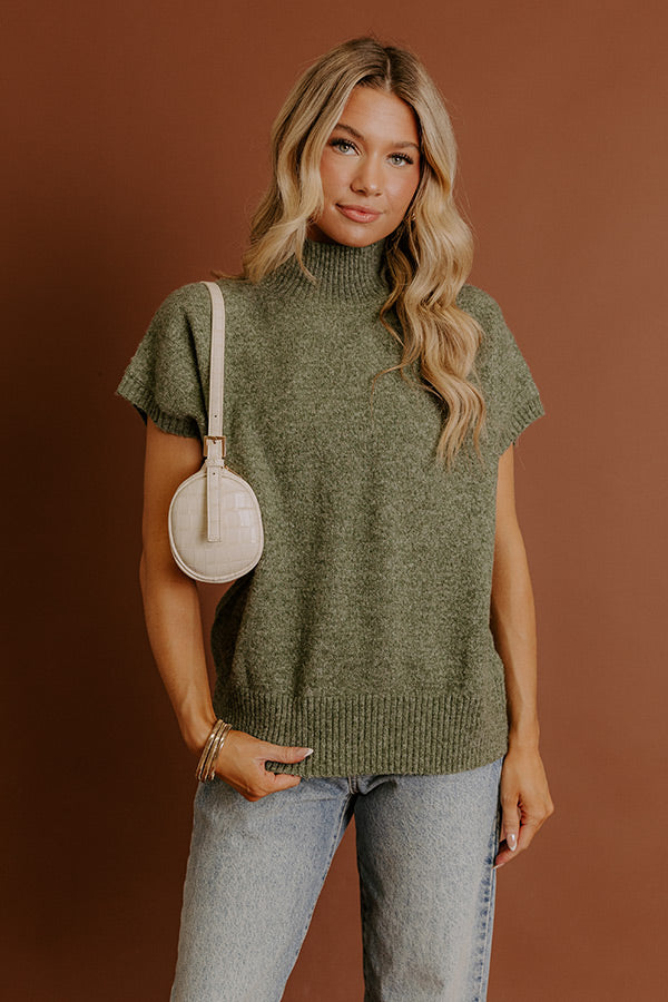 Always Grateful Knit Sweater Top in Olive