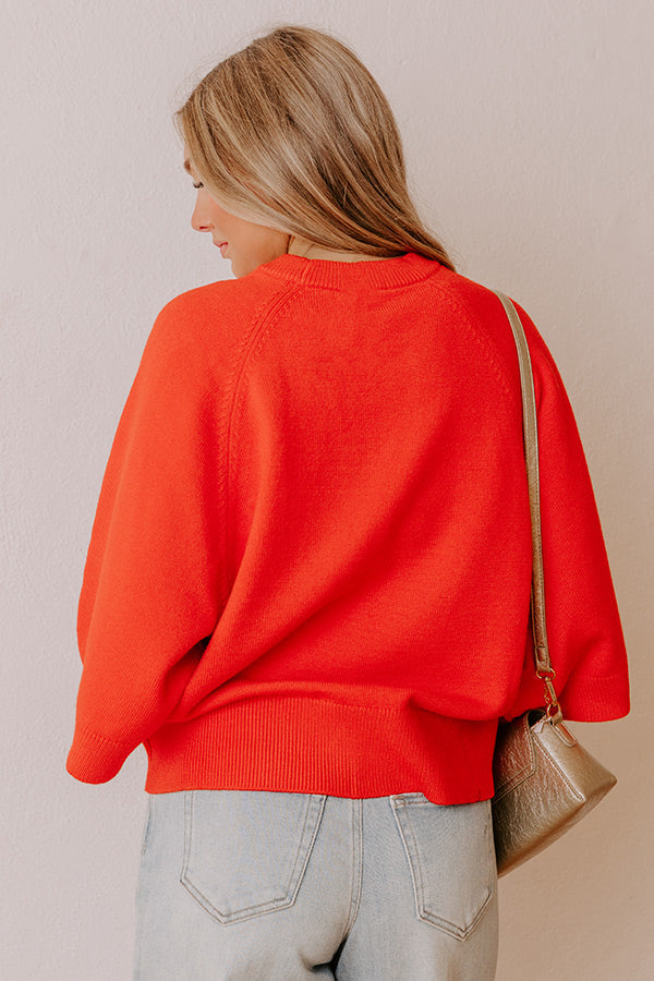 Coffee Shop Cuddles Knit Sweater Top in Scarlet