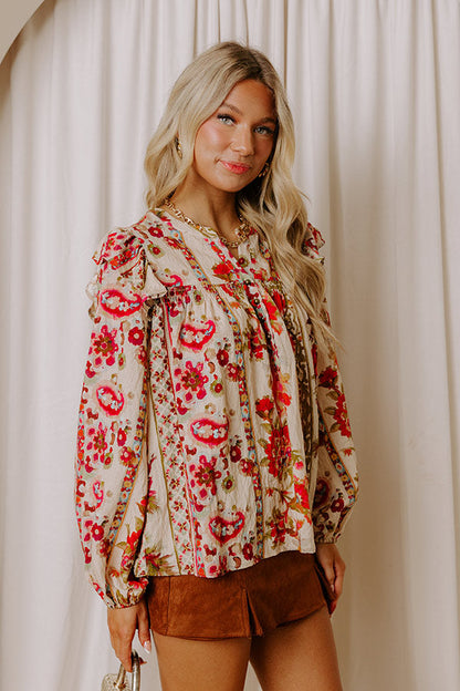 Garden Party Ready Floral Shift Top in French Vanilla