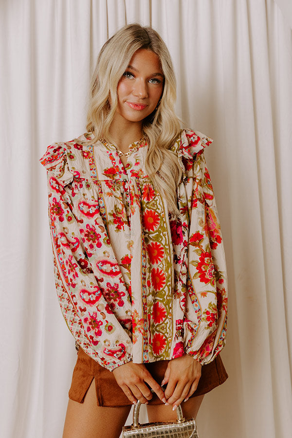 Garden Party Ready Floral Shift Top in French Vanilla