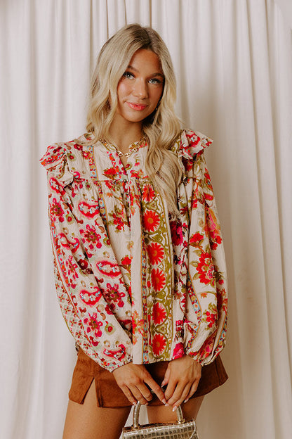 Garden Party Ready Floral Shift Top in French Vanilla