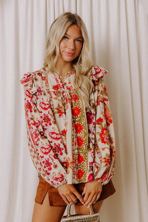 Garden Party Ready Floral Shift Top in French Vanilla