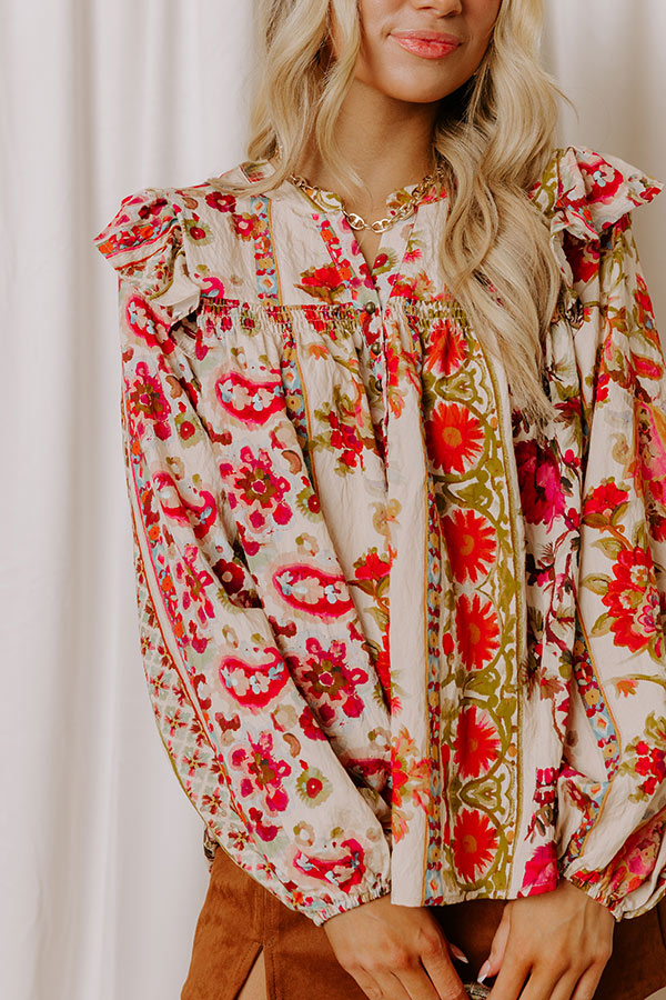 Garden Party Ready Floral Shift Top in French Vanilla