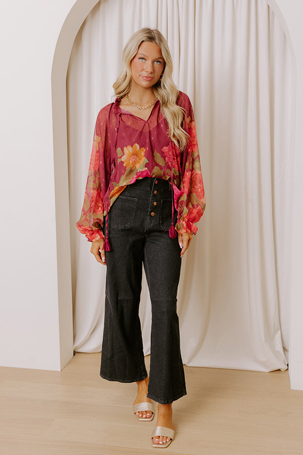 Vineyard Dreams Floral Chiffon Top