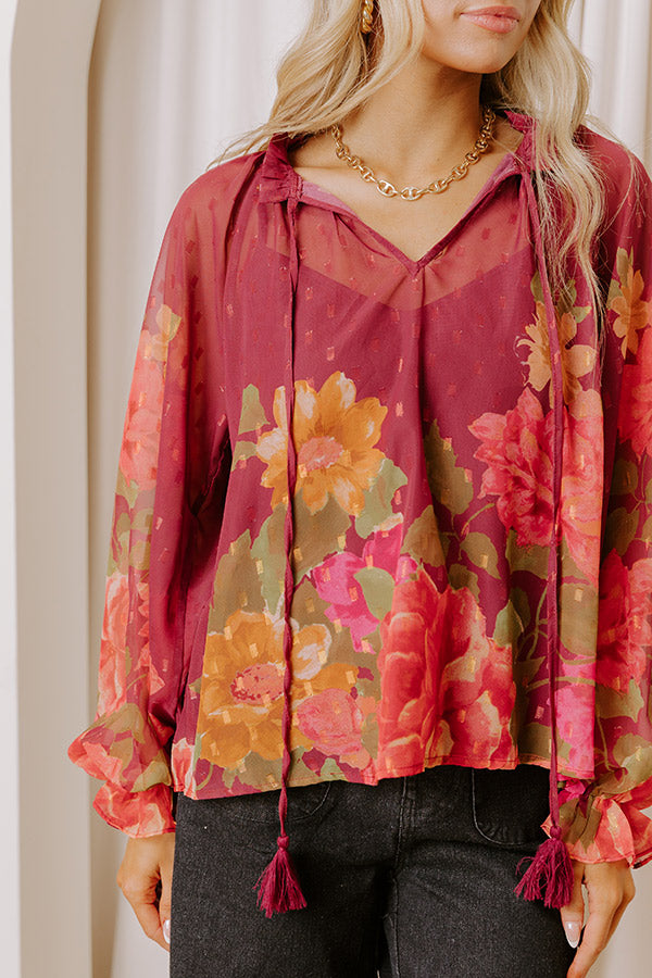 Vineyard Dreams Floral Chiffon Top
