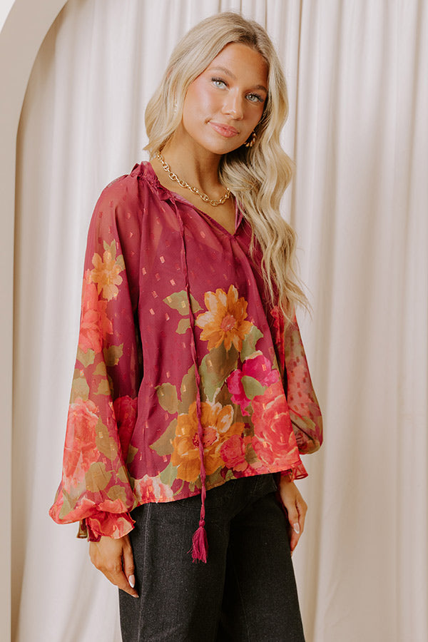 Vineyard Dreams Floral Chiffon Top