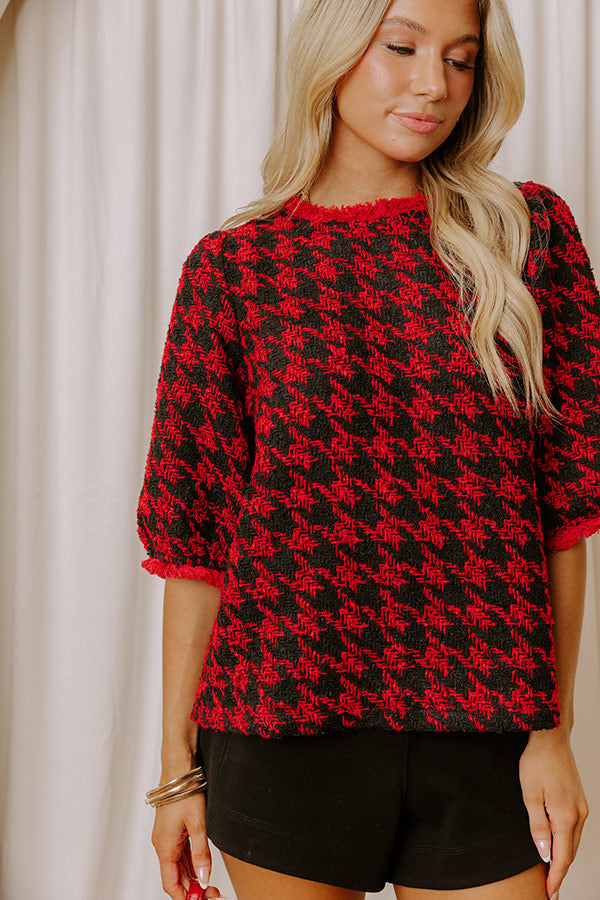 Checkmate Chic Houndstooth Knit Top