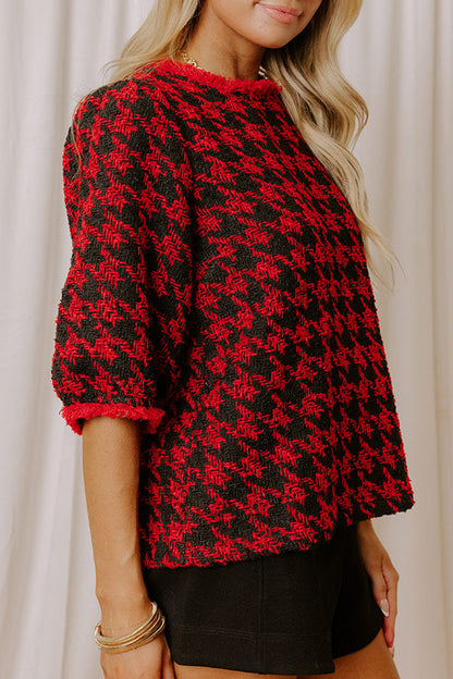 Checkmate Chic Houndstooth Knit Top