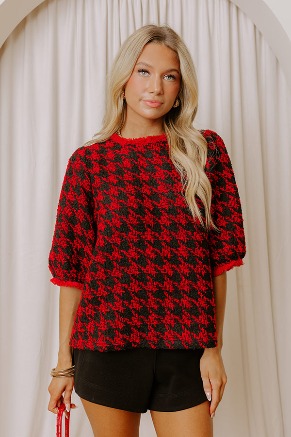 Checkmate Chic Houndstooth Knit Top