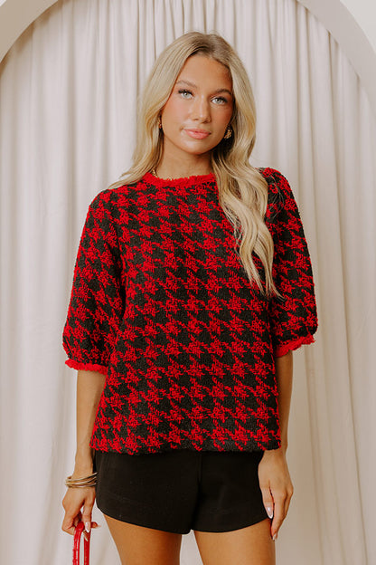 Checkmate Chic Houndstooth Knit Top