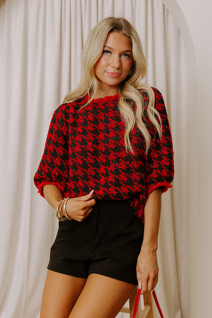 Checkmate Chic Houndstooth Knit Top