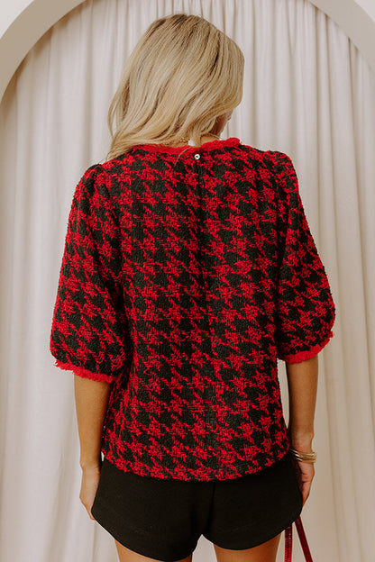 Checkmate Chic Houndstooth Knit Top