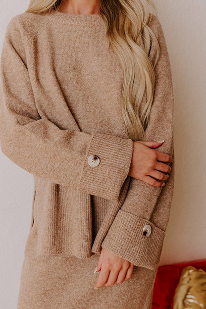 Falling for Cozy Knit Sweater Top in Iced Mocha