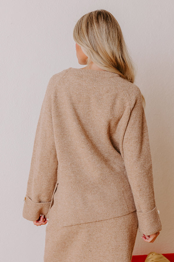 Falling for Cozy Knit Sweater Top in Iced Mocha