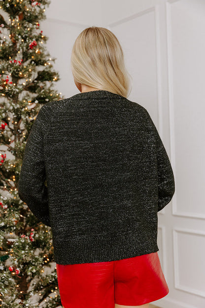 Shimmering Smile Pearl Embellished Knit Sweater Top